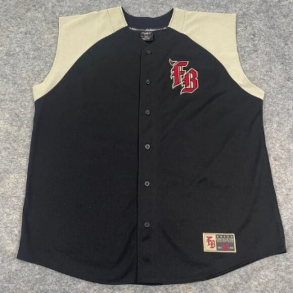 VTG FUBU Baseball Jersey FB 05 Sleeveless Black Tan Men's 2XL Hip Hop Y2K 00s - Picture 1 of 9